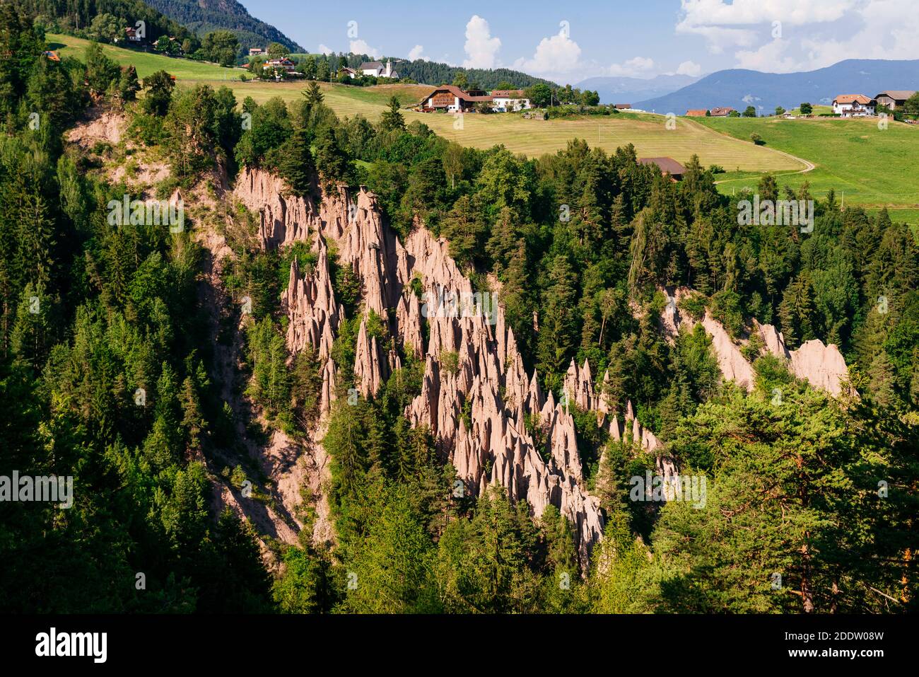 Earth pyramids of Ritten, Longomoso, Renon - Ritten region, South Tyrol, Italy, Europe Stock Photo