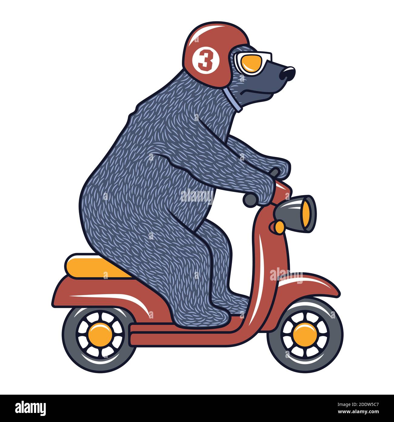 Funny Bear with sunglasses, helmet and scooter for child t-shirt design.  Vector illustration Stock Vector Image & Art - Alamy
