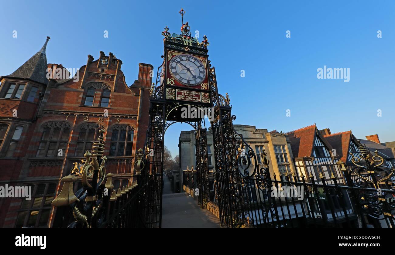 1883-1897,Chester Clock,City Walls,clock,Cheshire,England,UK - Eastgate Clock,  CH1 1LE Stock Photo