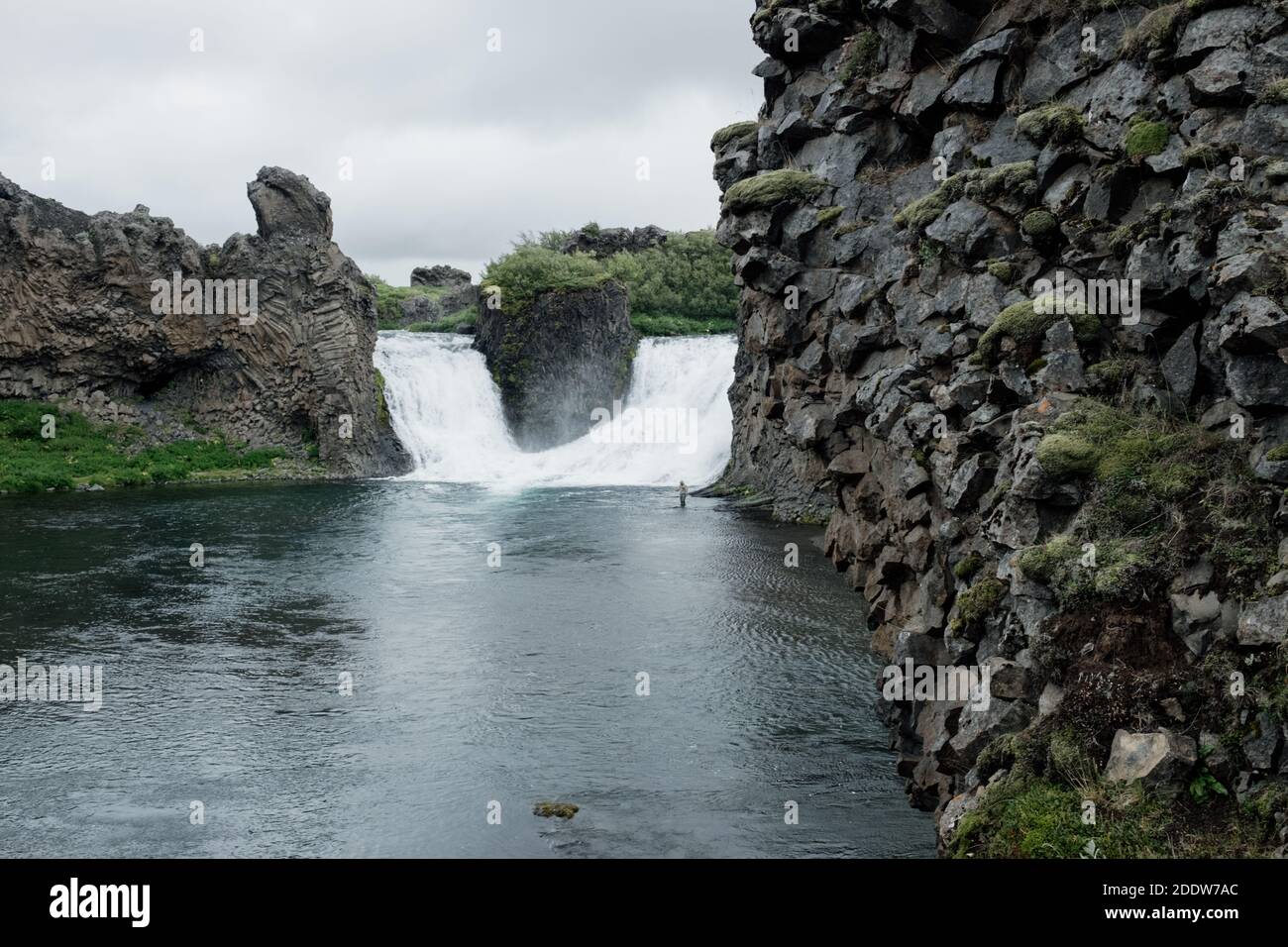 Hjalparfoss Waterfall in Iceland Stock Photo