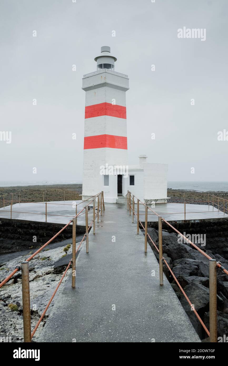 Garður Old Lighthouse, Reykjanes Peninsula, Iceland Stock Photo