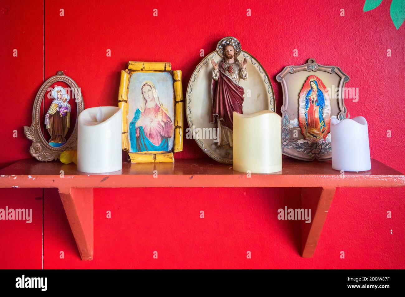 An altar with catholic icons in Cebu, Philippines Stock Photo