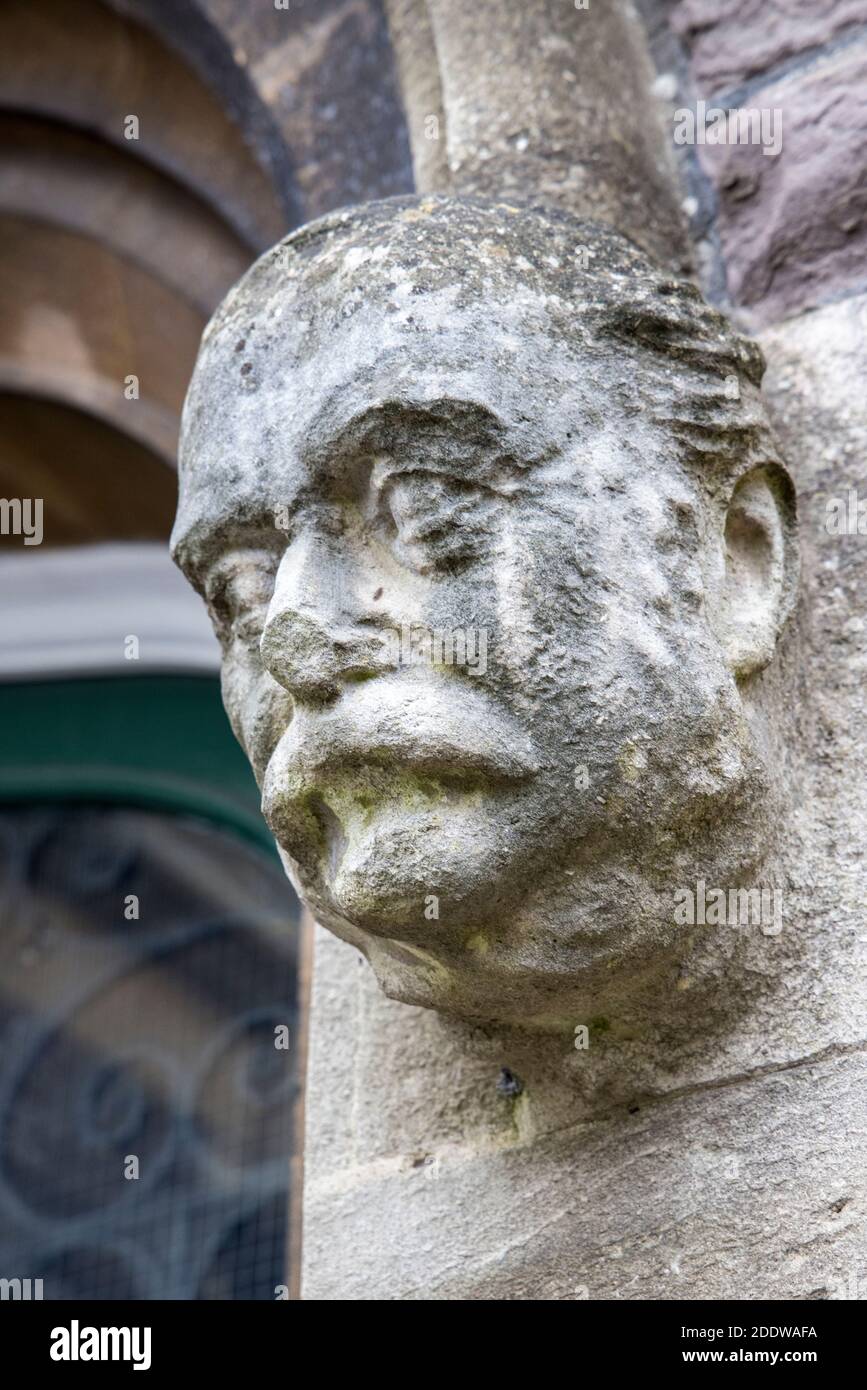 Carved stop head of Marquis of Abergavenny, on right of entrance to the