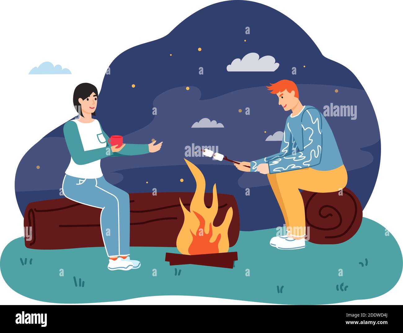 Sitting by campfire Cut Out Stock Images & Pictures - Alamy