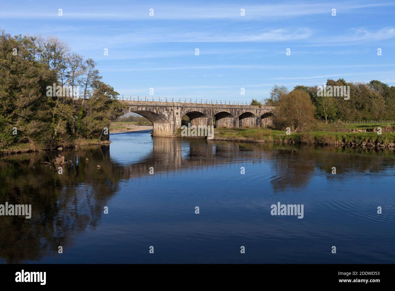 Arkholme viaduct over the river lune on the little north western railway line in Lancashire Stock Photo