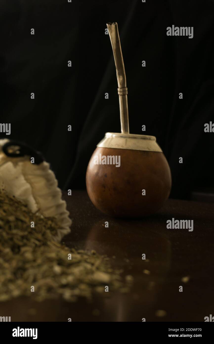 A vertical shot of traditional South American mate drink Stock Photo