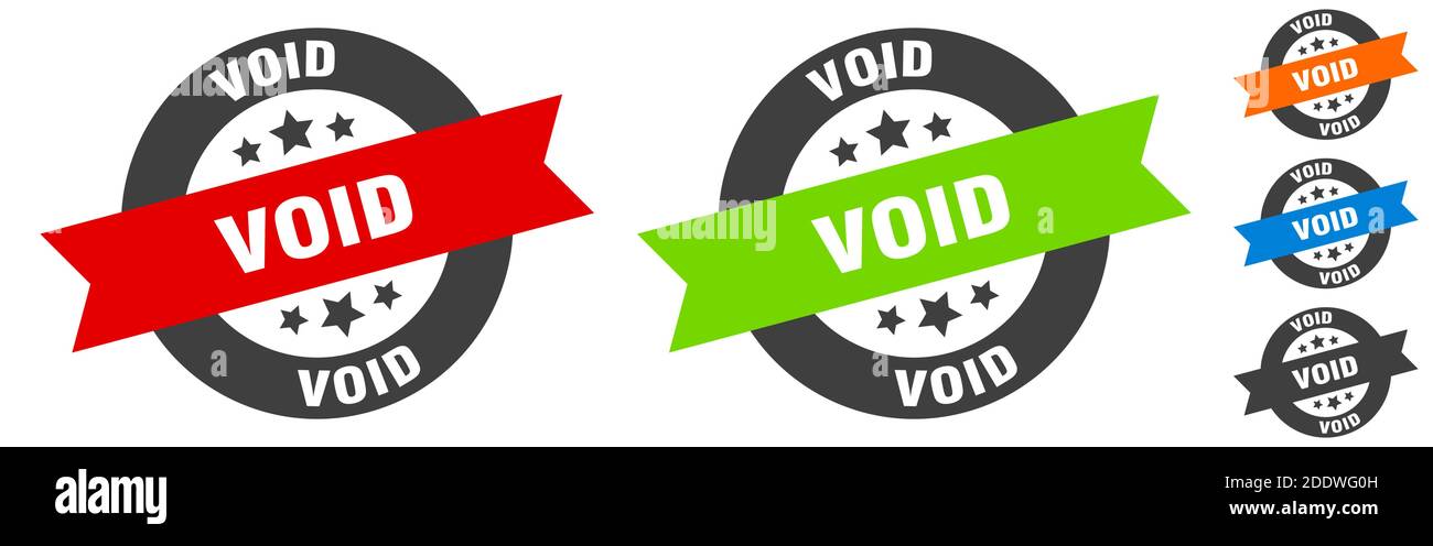 void stamp. void round ribbon sticker. label Stock Vector