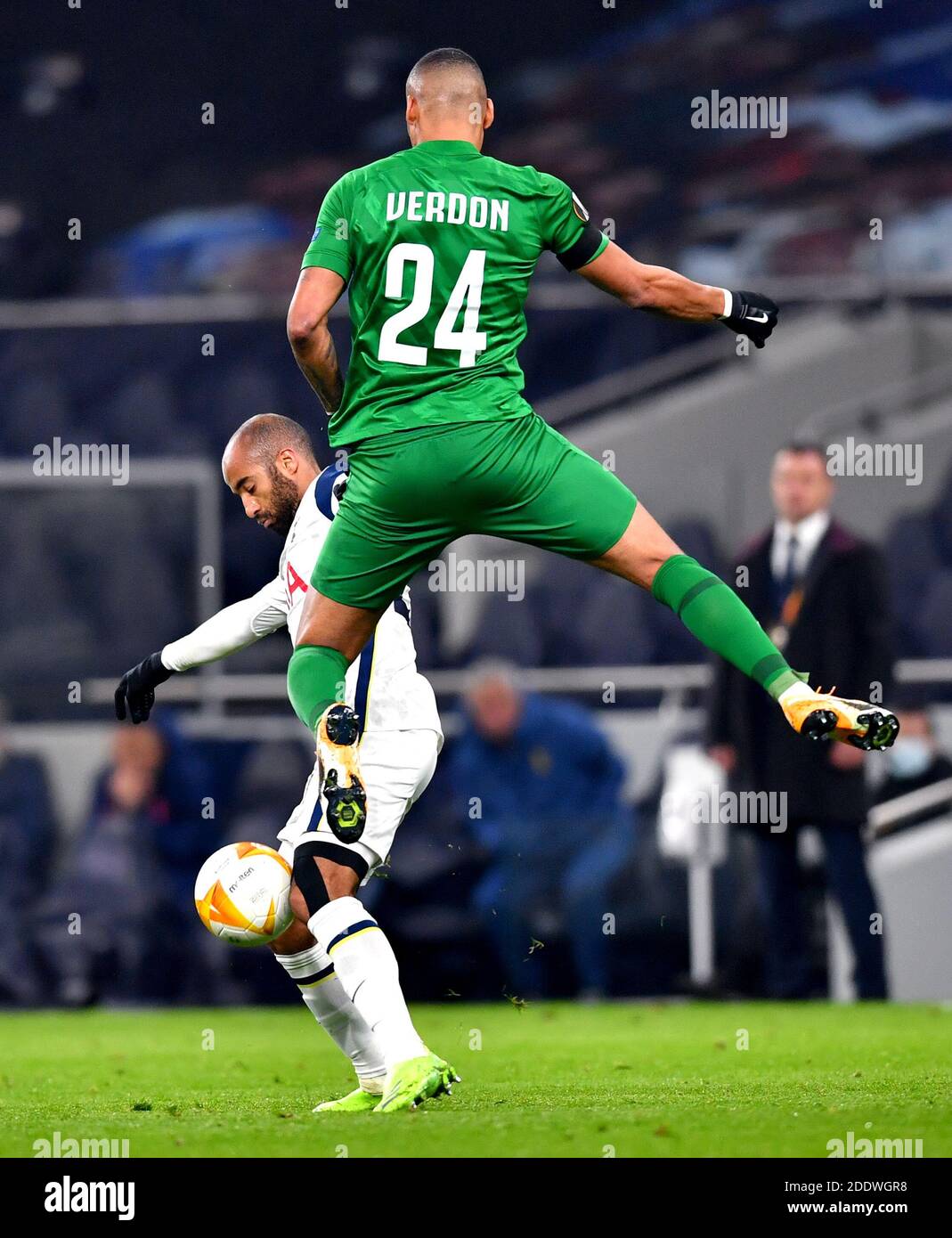 Tottenham Hotspur S Lucas Moura Left And Ludogorets Razgrad S Olivier Verdon Battle For The Ball During The Uefa Europa League Group J Match At Tottenham Hotspur Stadium London Stock Photo Alamy Tottenham Hotspur S Lucas Moura Left And Ludogorets Razgrad S Olivier Verdon Battle For The Ball During The Uefa Europa League Group J Match At Tottenham Hotspur Stadium London Stock Photo Alamy