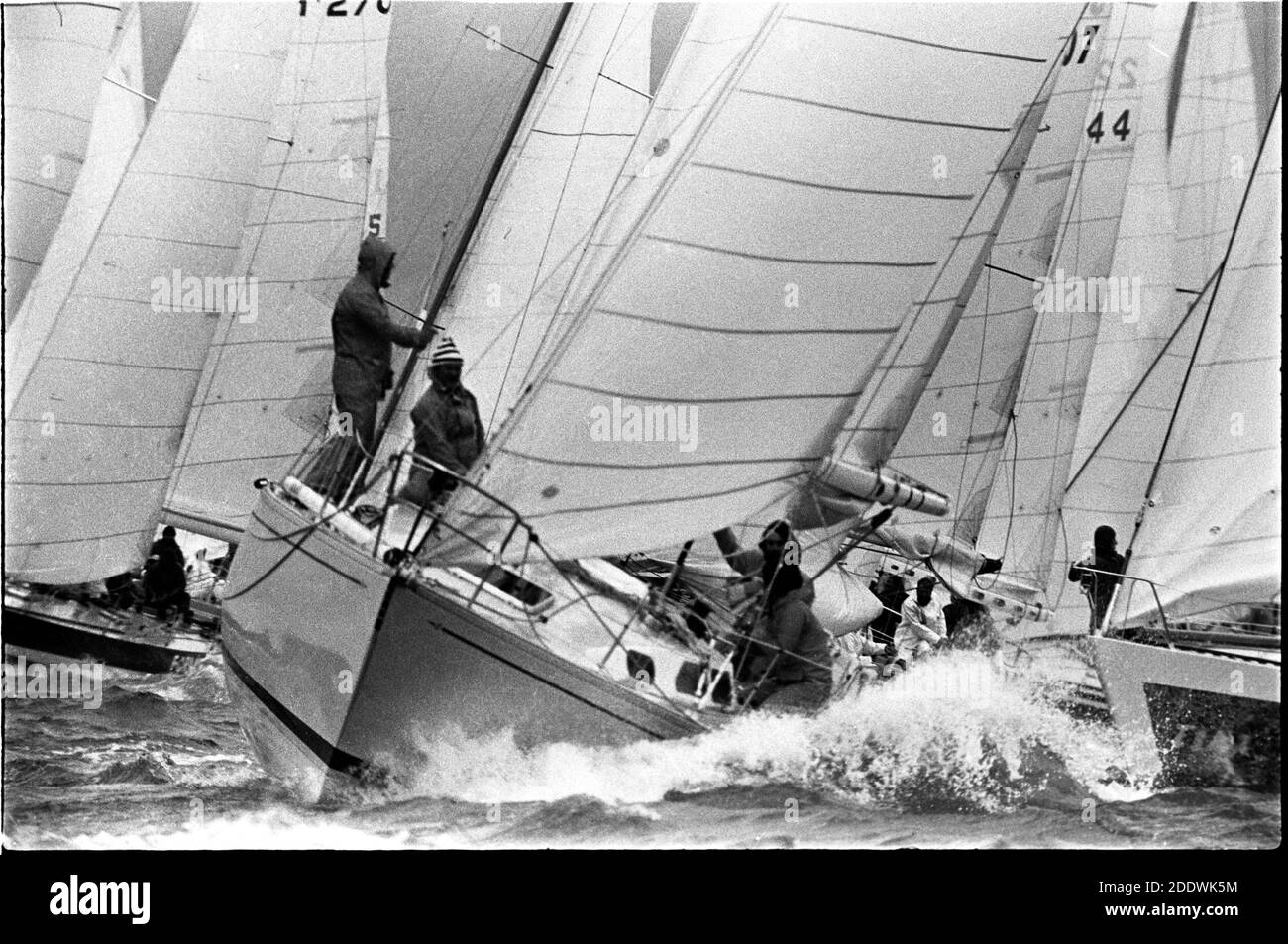 AJAXNETPHOTO. JULY,1979. COWES, ENGLAND. - ADMIRAL'S CUP -  START OF THE FIRST INSHORE RACE ON THE ROYAL YACHT SQUADRON LINE OFF COWES. PHOTO:JONATHAN EASTLAND/AJAX REF:7902081 4 Stock Photo