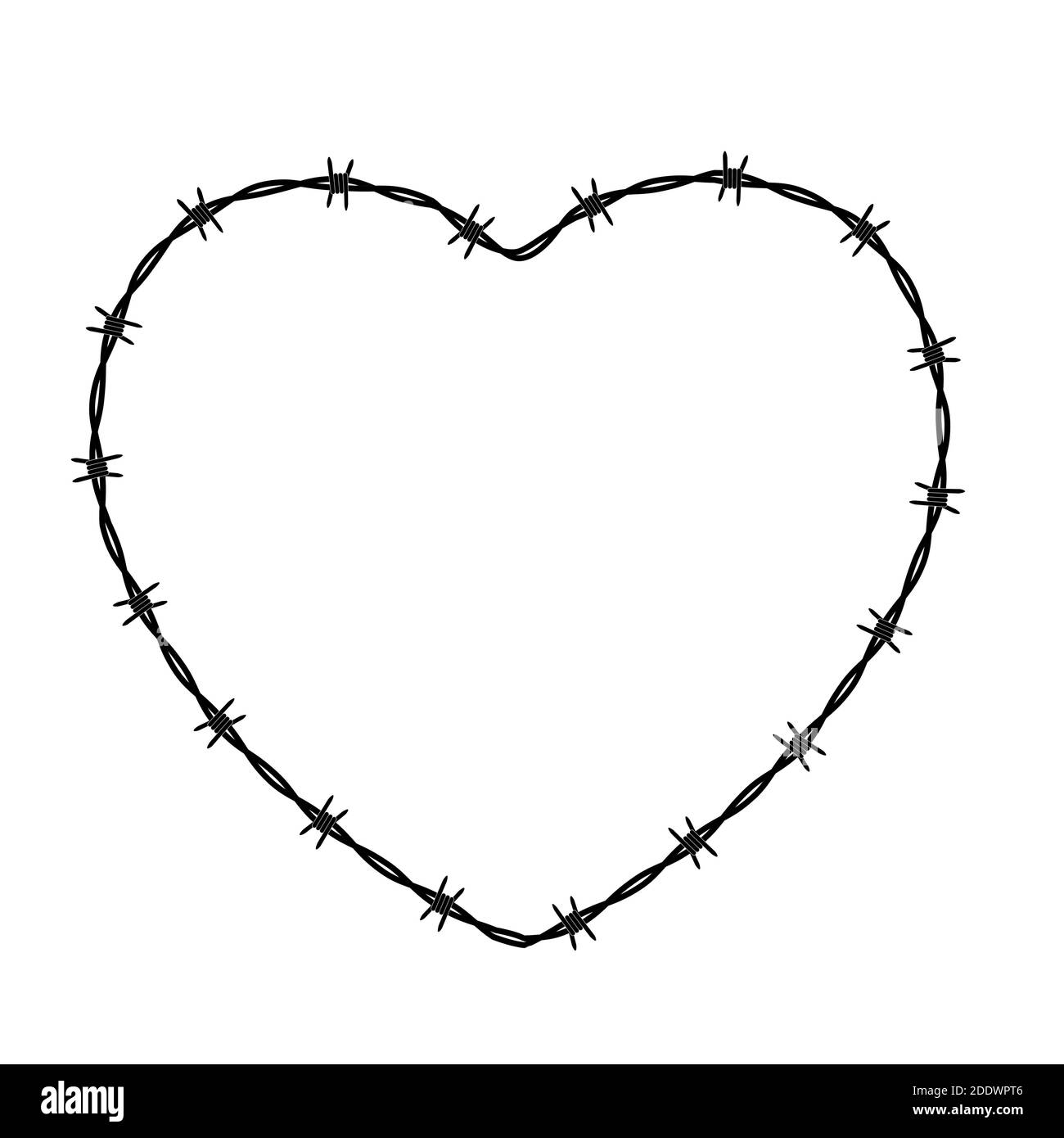 Heart Shaped conclusion symbol, sign. Barbed wire isolated on white background. Vector Illustration EPS10 Stock Vector