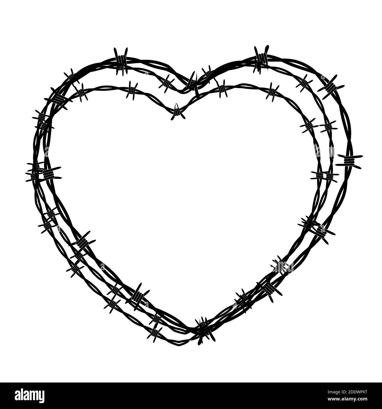 Heart Shaped conclusion symbol, sign. Barbed wire isolated on white background. Vector Illustration EPS10 Stock Vector