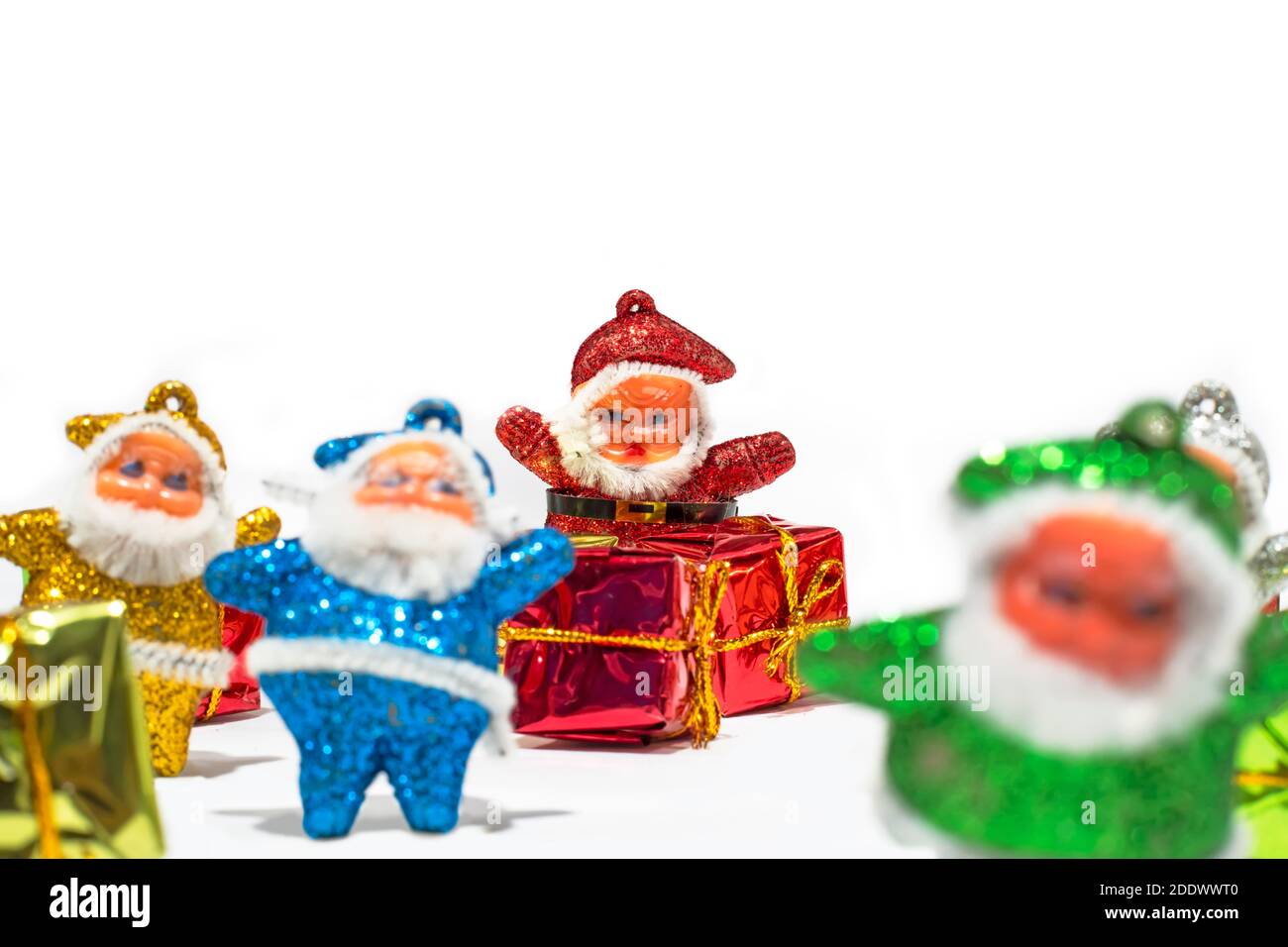 Santa Claus with gifts on white backgrounds Stock Photo - Alamy