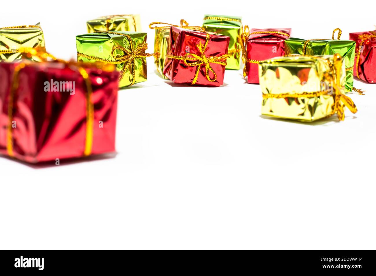 Christmas gift boxes on white backgrounds Stock Photo