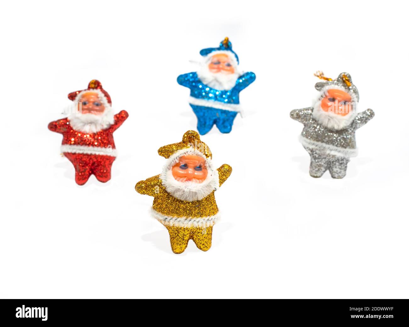 Multi-colored Santa Claus on a white background Stock Photo - Alamy
