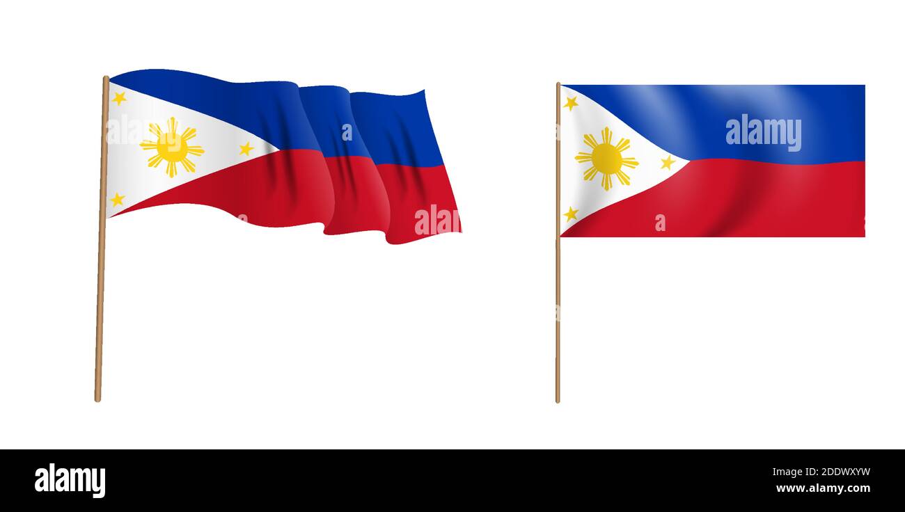 Colorful naturalistic waving flag of Republic of Philippines. Vector ...