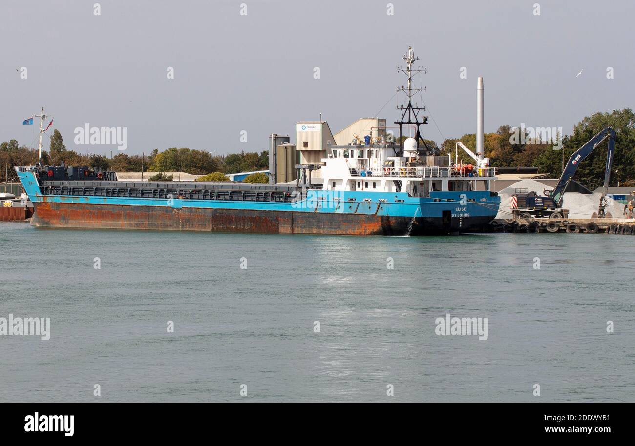 Cargo ship Elise, sailing under the flag of Antigua and Barbuda, home