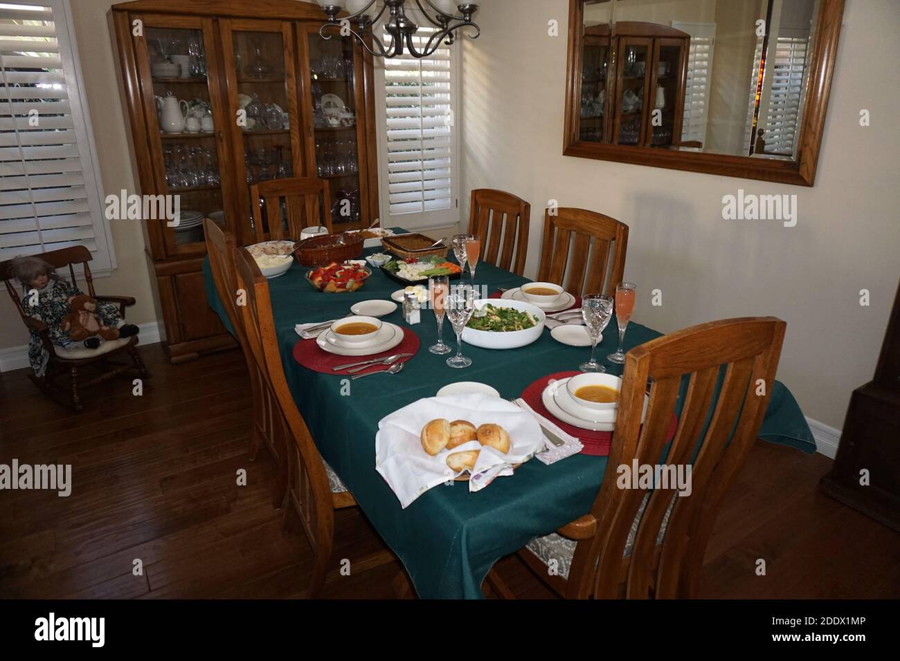 COVID reduced size Thanksgiving Dinner Stock Photo