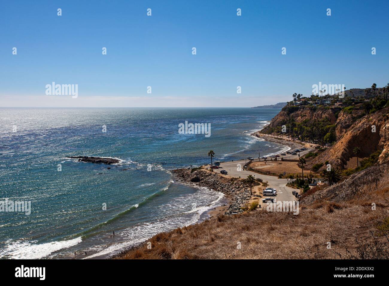 White Point Beach in San Pedro California seen from Above Stock Photo