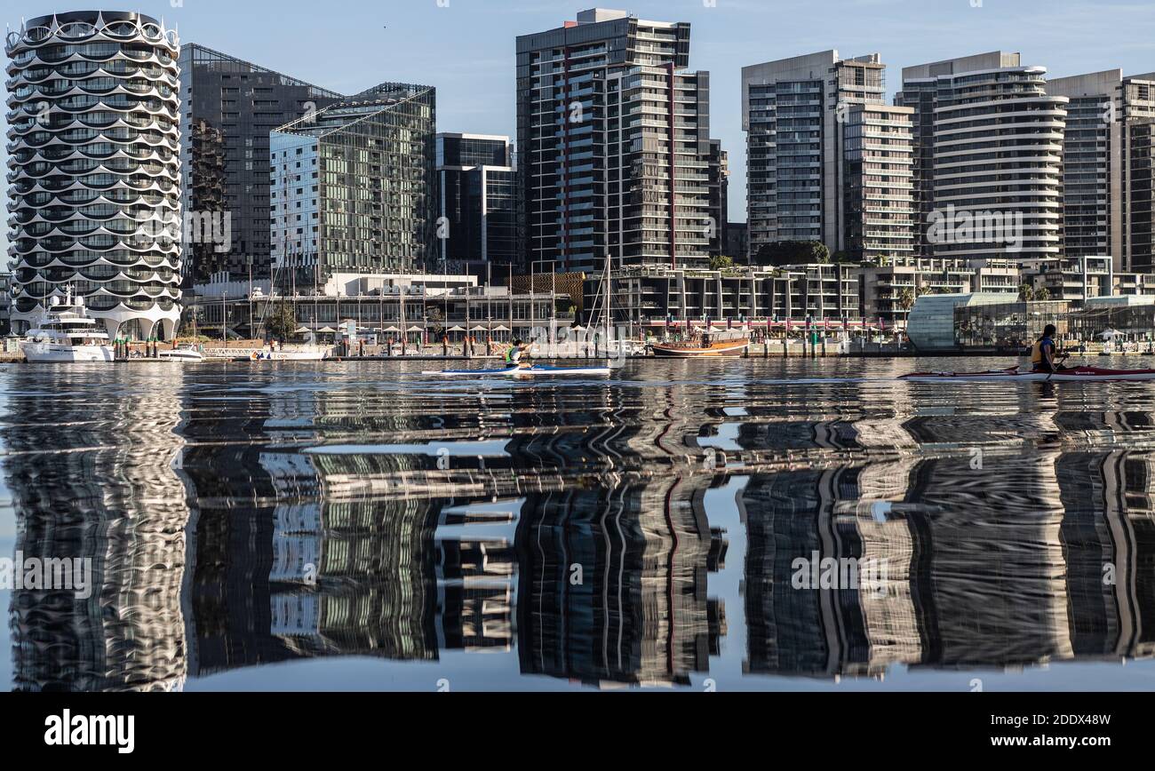 Melbourne Australia : Modern Melbourne apartments architecture in Docklands Melbourne. Stock Photo