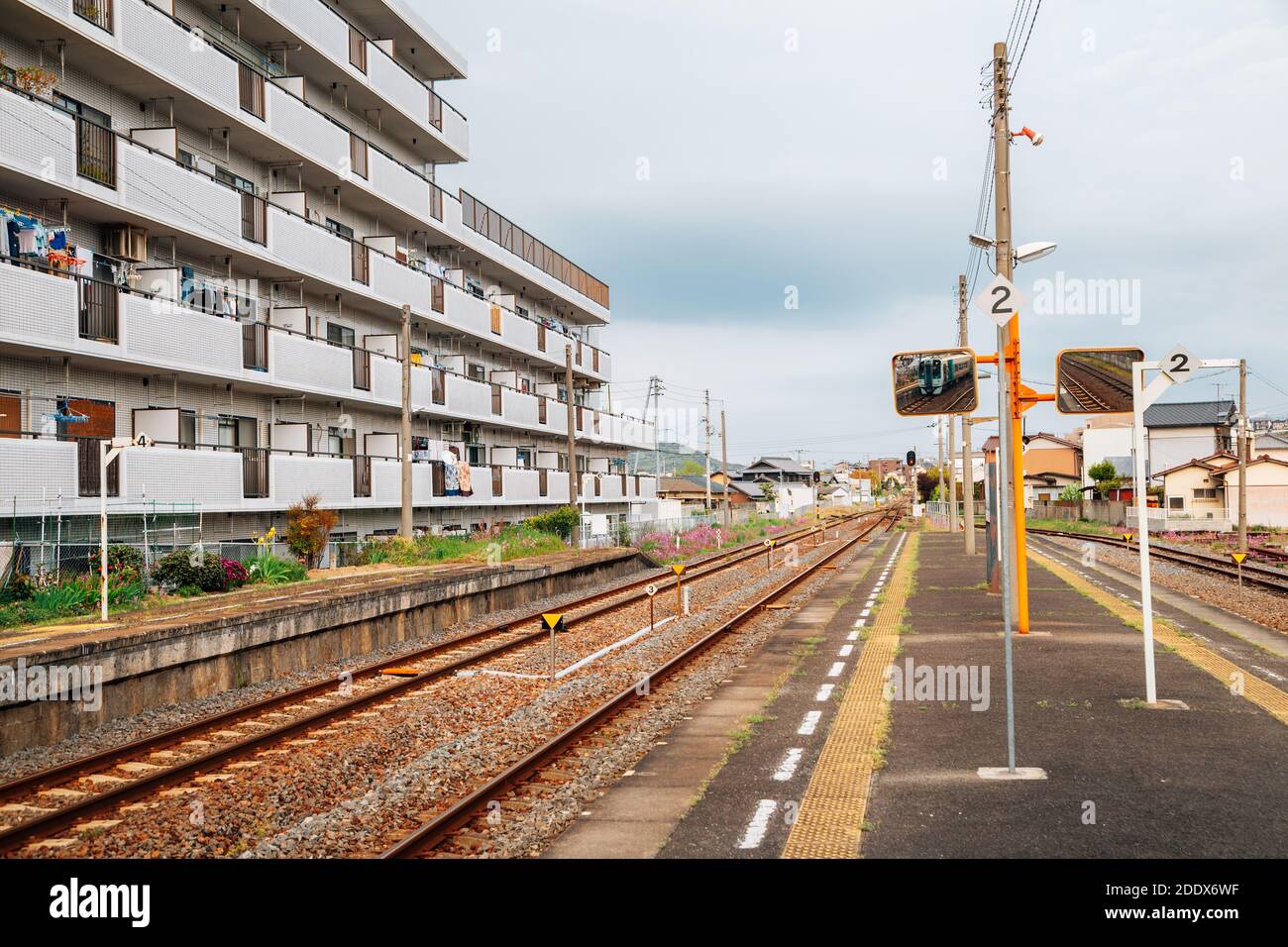 Japanese old railway station platform in Takamatsu, kagawa, Japan Stock