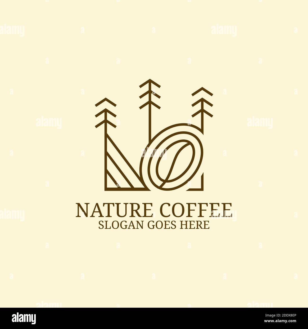 Simple line art Coffee farm logo design idea, can use for your trademark, branding identity or commercial brand Stock Vector
