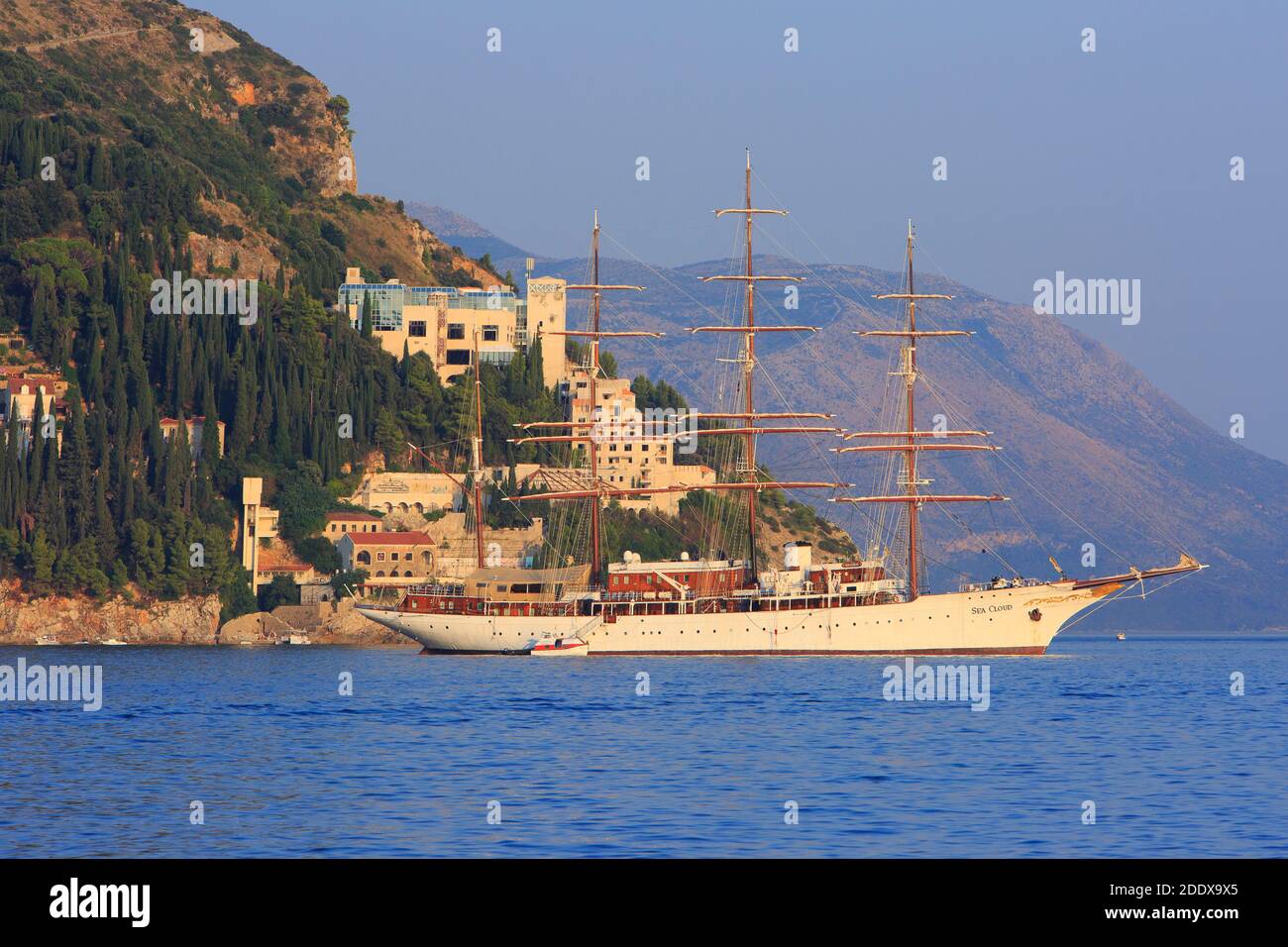 The 4 Mast Bark Sea Cloud The Most Romantic Sailing Ship Afloat For Anchor In The Bay Outside The Beautiful Medieval Old Town Of Dubrovnik Croatia Stock Photo Alamy