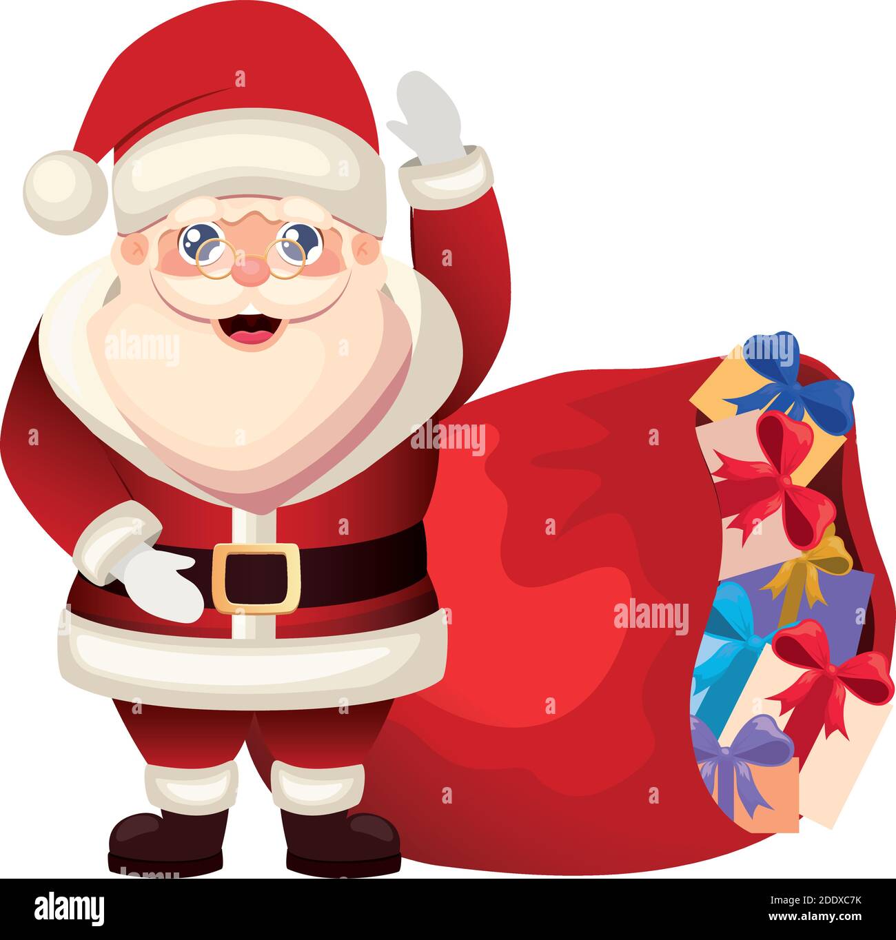 santa claus icon with a bag on white background Stock Vector Image ...