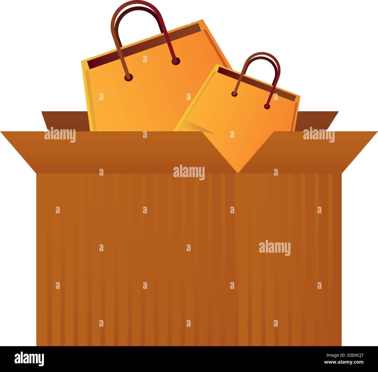 online shopping, cardboard box and bags ecommerce vector illustration ...