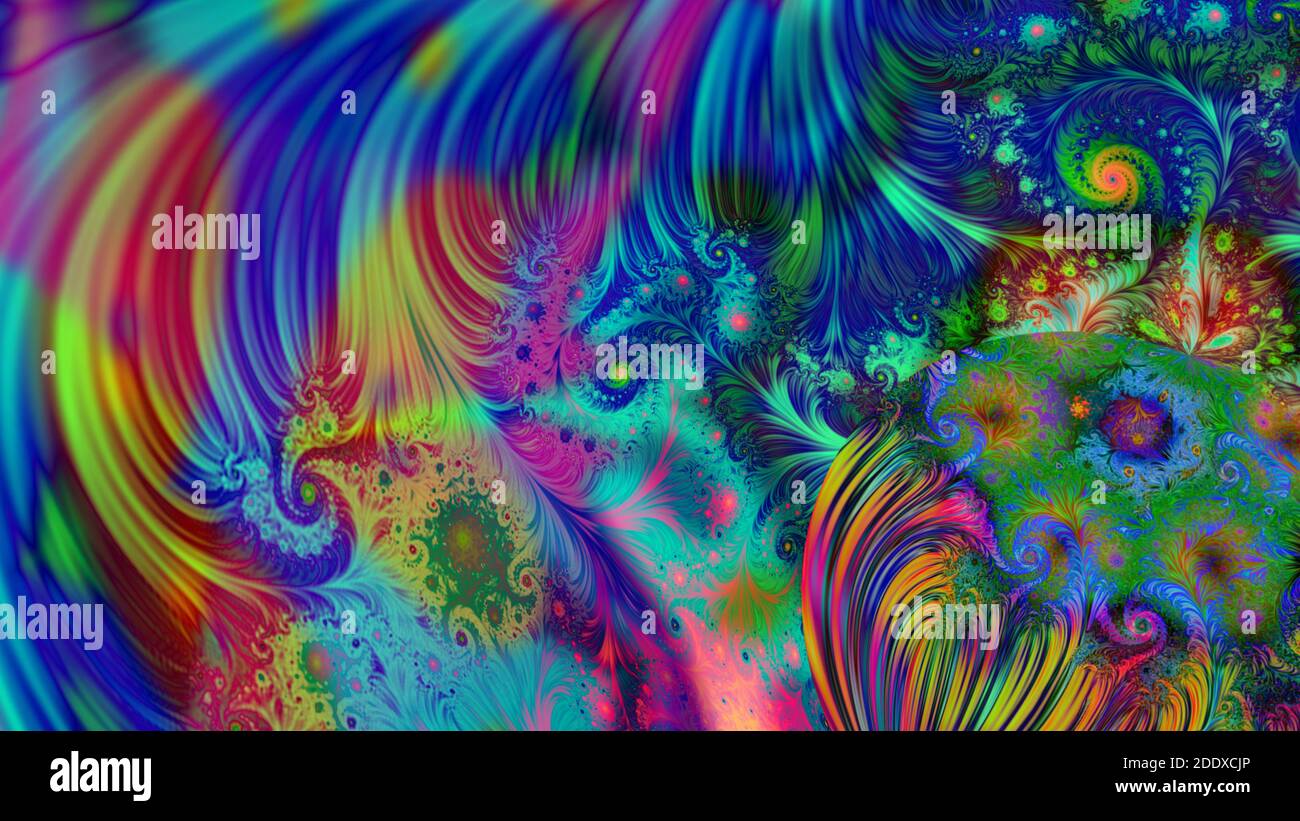 Abstract fractal multi-colored psychedelic background. For design and network Stock Photo