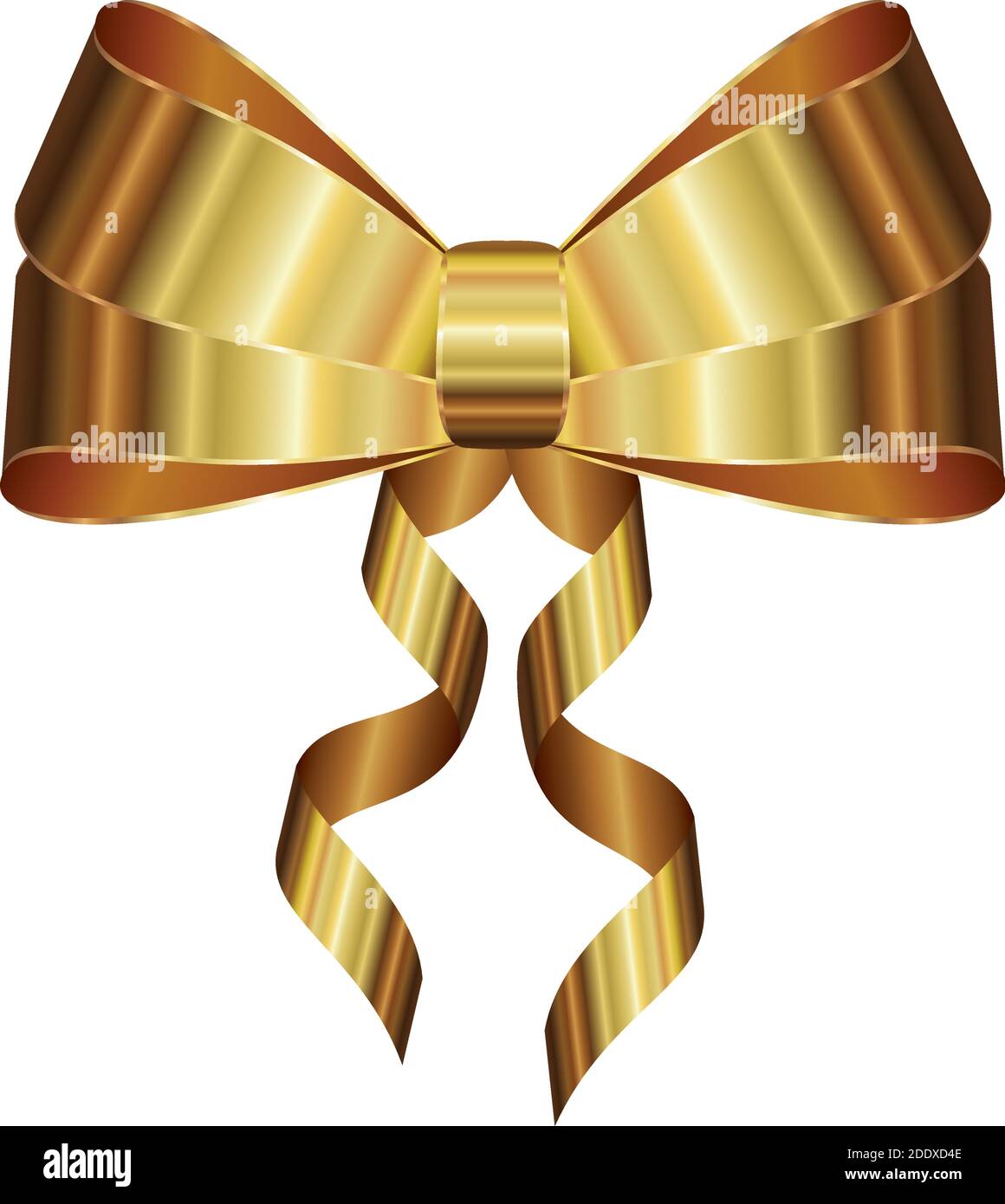 christmas bow with a golden ribbons in white background Stock Vector ...