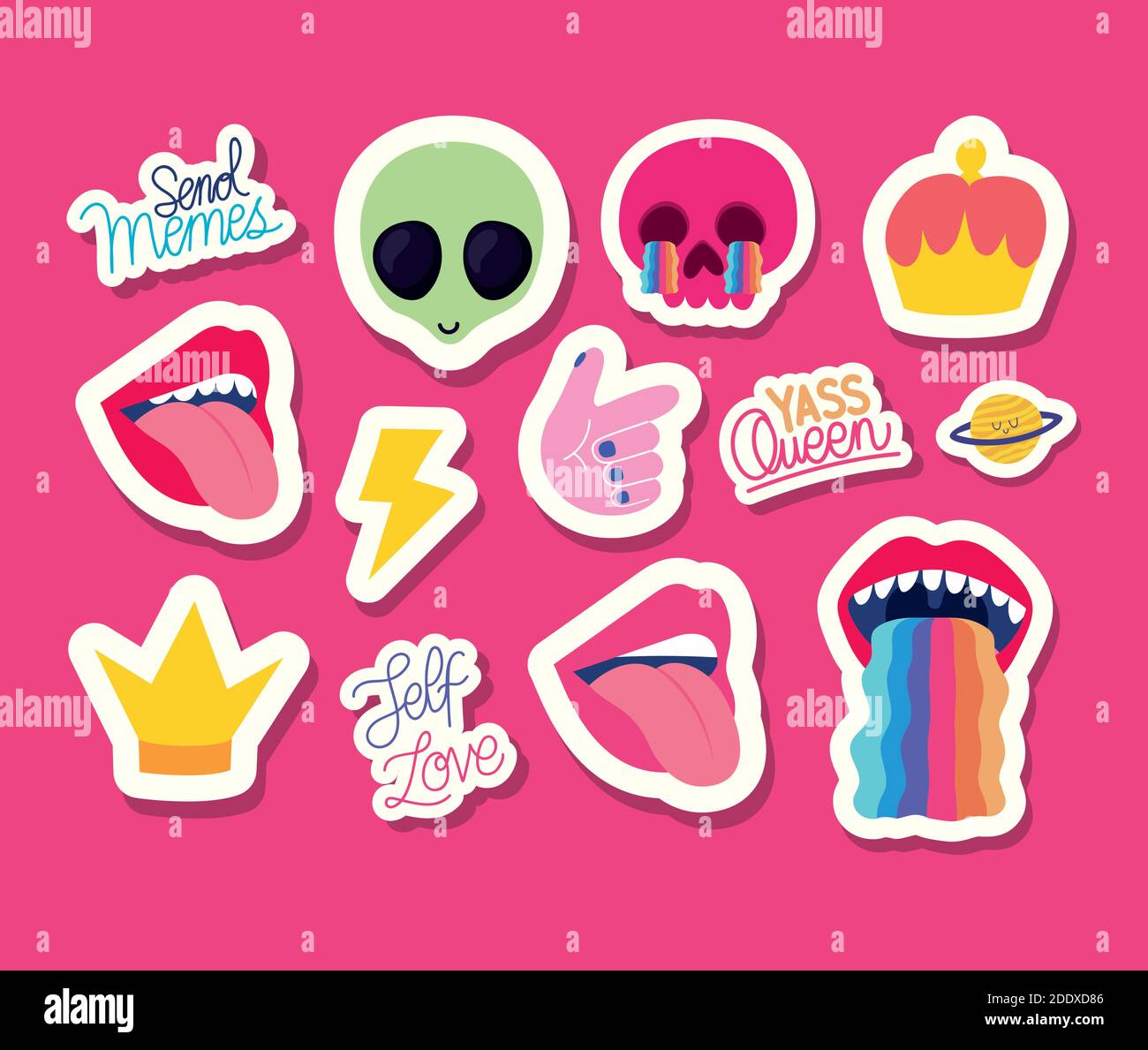 set of stickers over pink background Stock Vector Image & Art Alamy