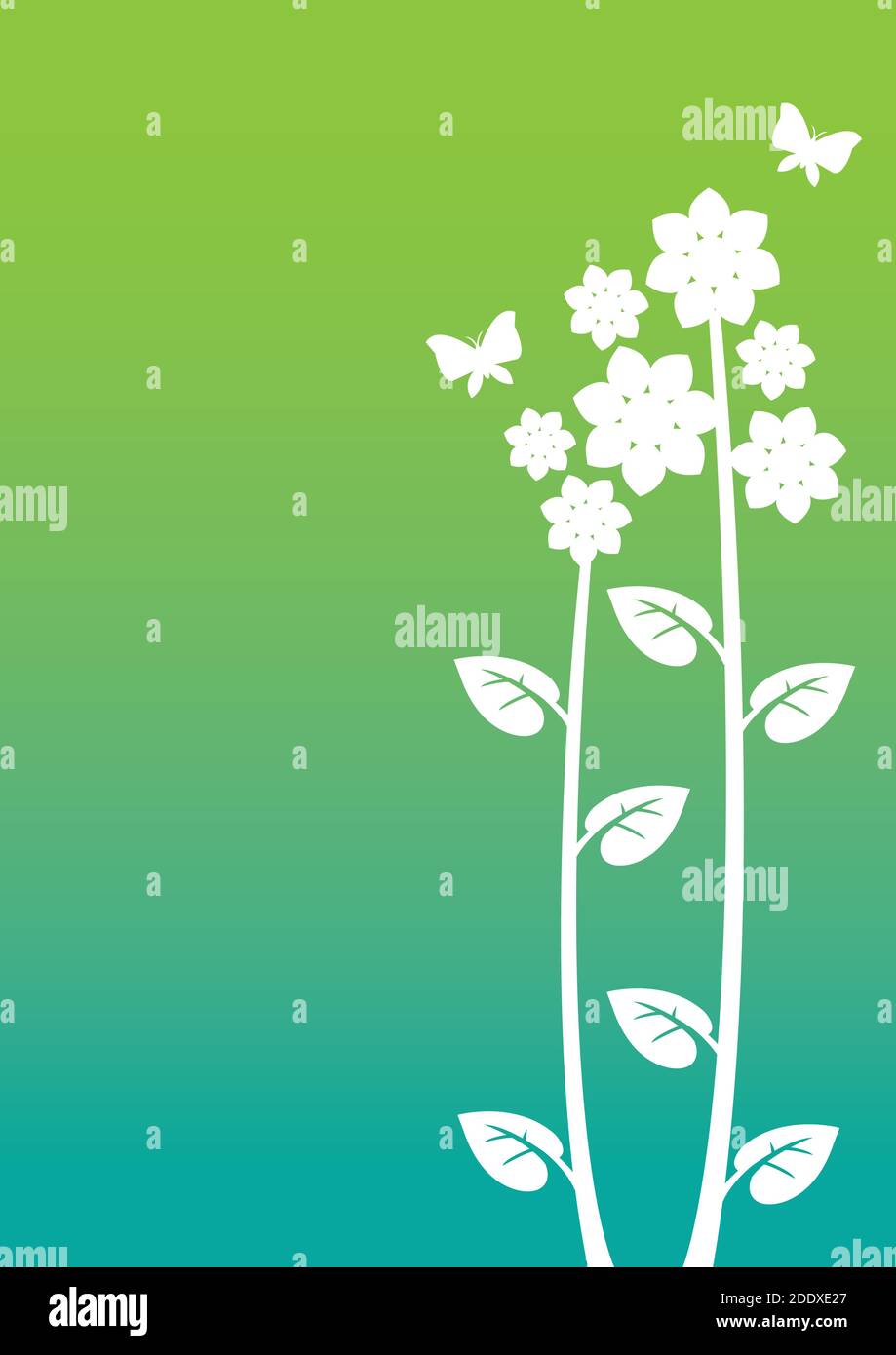 Vector illustration of wild flowers with butterflies Stock Vector Image ...