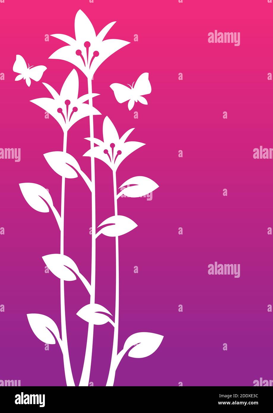 Vector illustration of wild flowers with butterflies Stock Vector Image ...