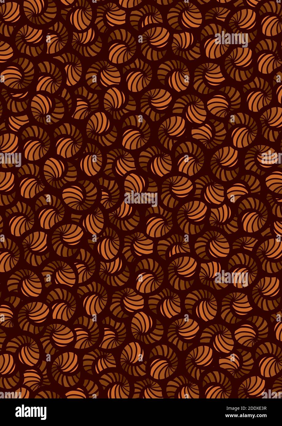 Orange Sea Shell Print Pattern Decorative vector illustration of orange seashells pattern with black ...