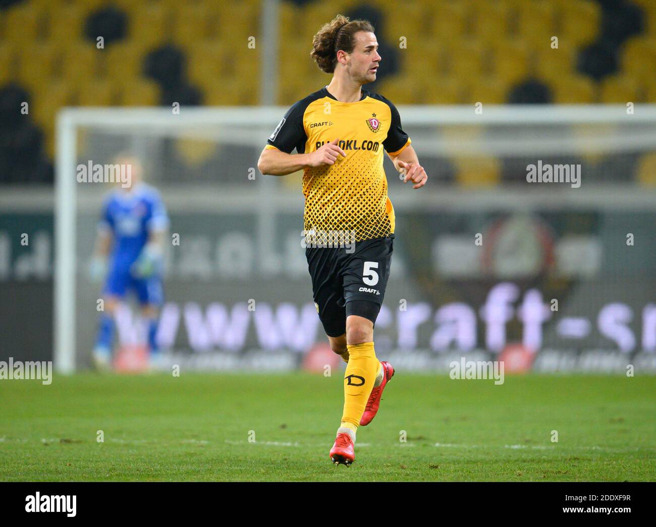 Dresden, Germany. 15th Nov, 2020. Football: 3rd division, SG Dynamo Dresden  - TSV 1860 Munich, 10th matchday, at the Rudolf-Harbig-Stadium Dynamos  Sebastian Mai (l) gesturing next to Yannick Stark. Credit: Robert  Michael/dpa-Zentralbild/dpa/Alamy