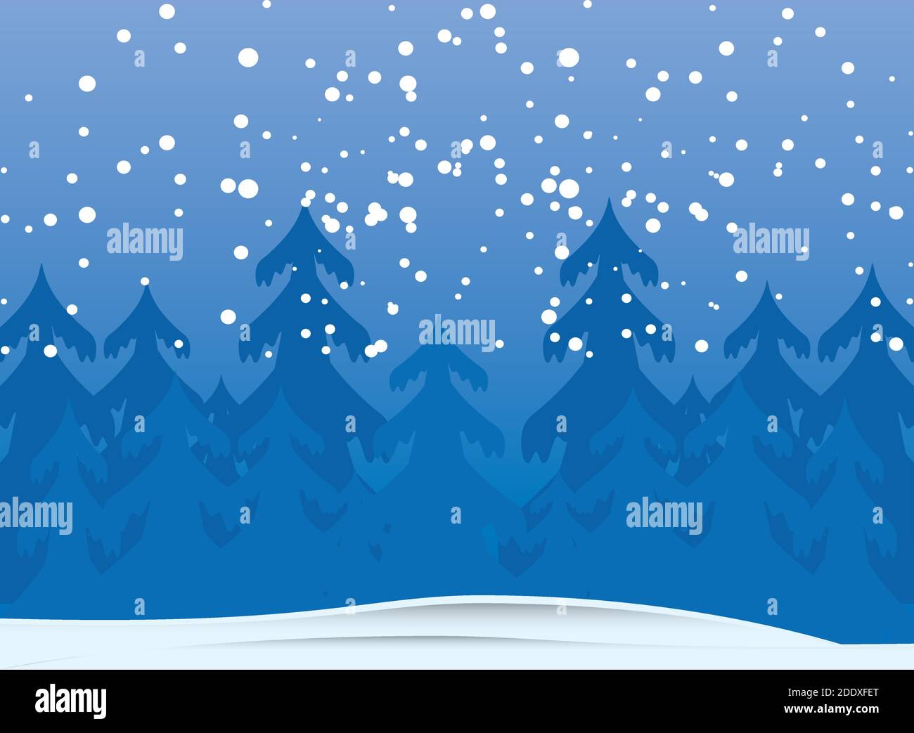 winter landscape pine forest trees and snowfall scene background vector ...
