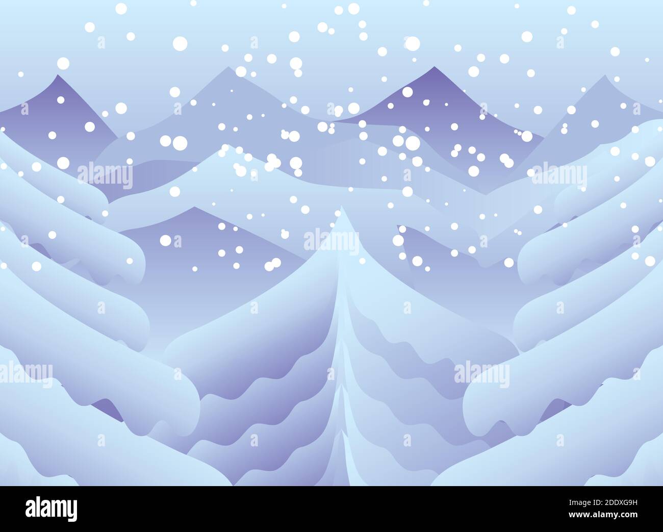 winter landscape pine forest snowy mountains nature background vector ...