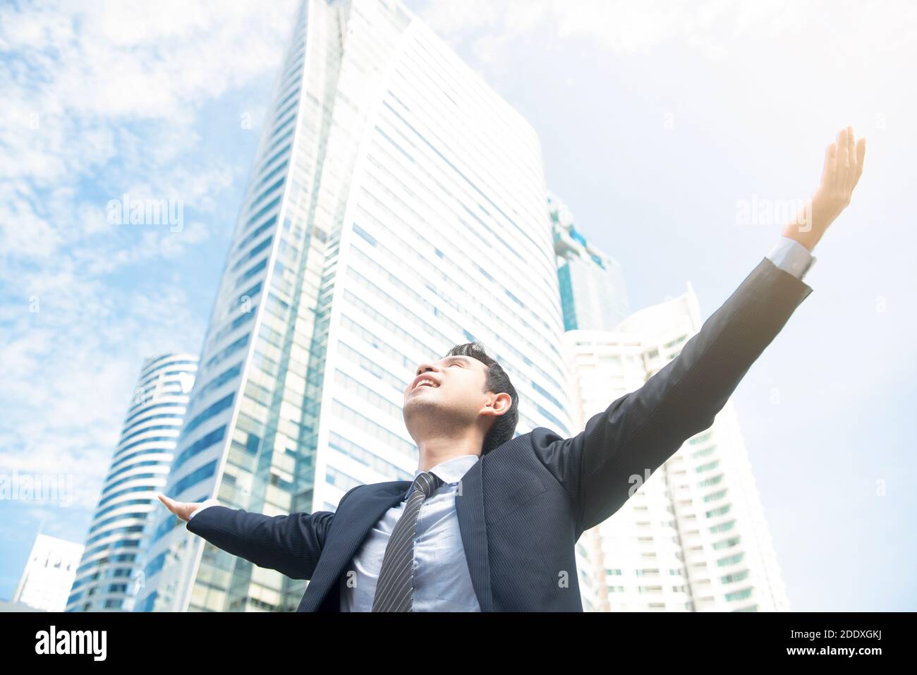 Happy young businessman hands up hi-res stock photography and images - Page  2 - Alamy