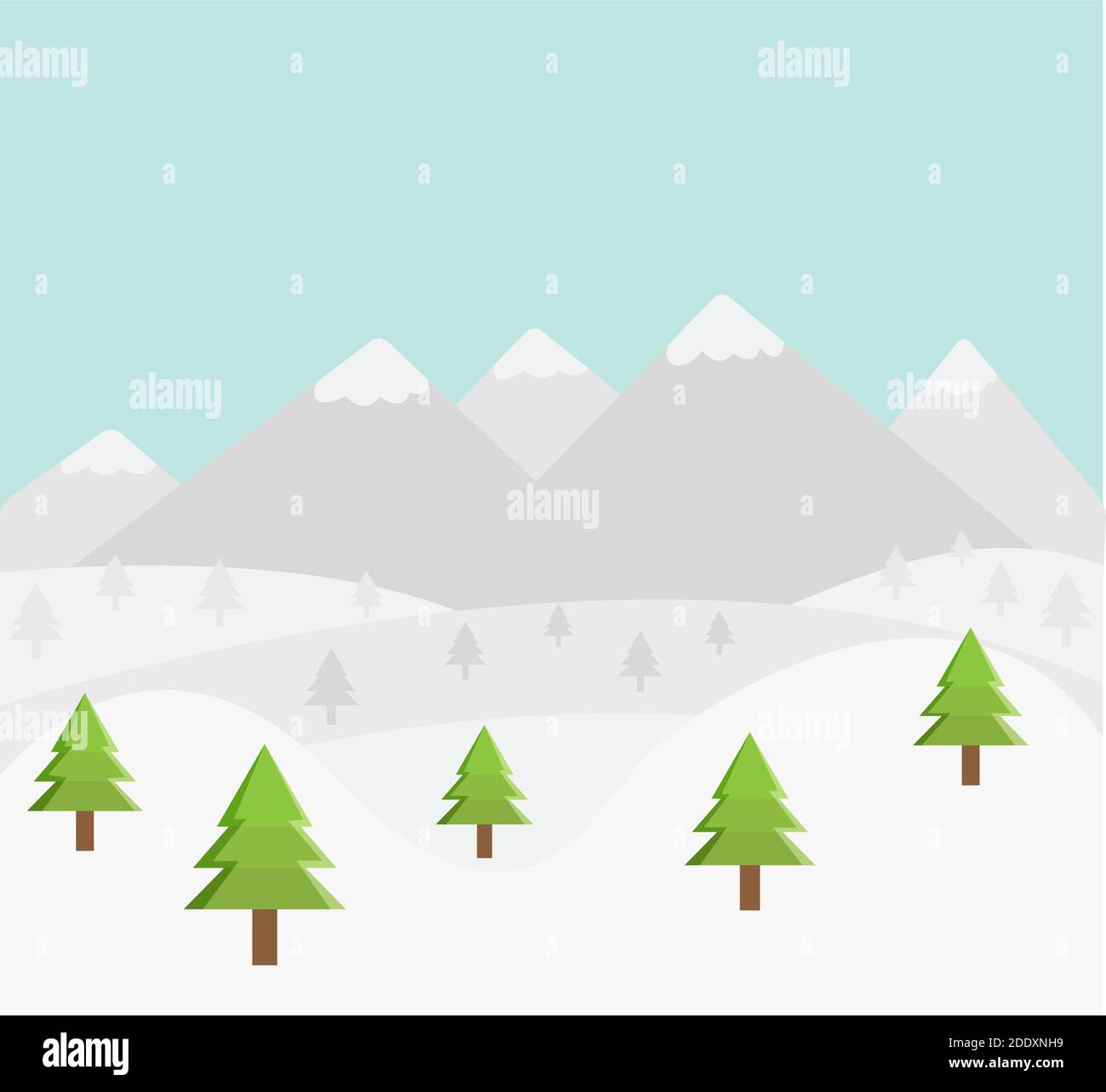 Flat design vector winter in the forest Stock Vector