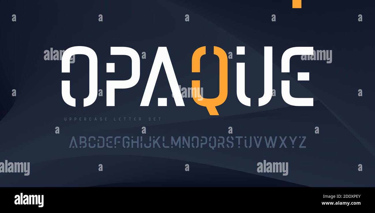 Vector linear sans uppercase letter set, alphabet, typography Stock Vector