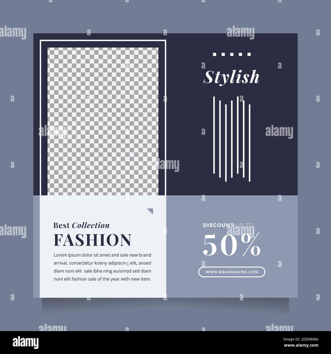 Stylish fashion sale design social media post and web banner template for digital promotion. Editable blue promotion design brand fashion Stock Vector