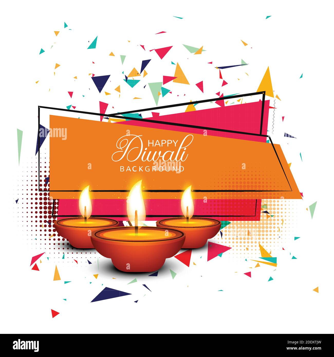 Happy diwali diya oil lamp festival card background illustration Stock Vector
