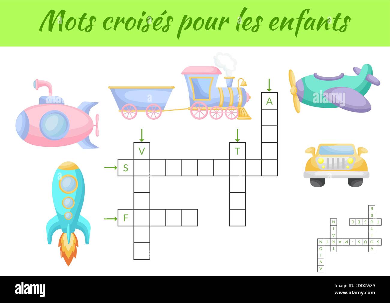 Mots croisés pour les enfants - Crossword for kids. Crossword game with  pictures. Kids activity worksheet colorful printable version Stock Vector  Image & Art - Alamy