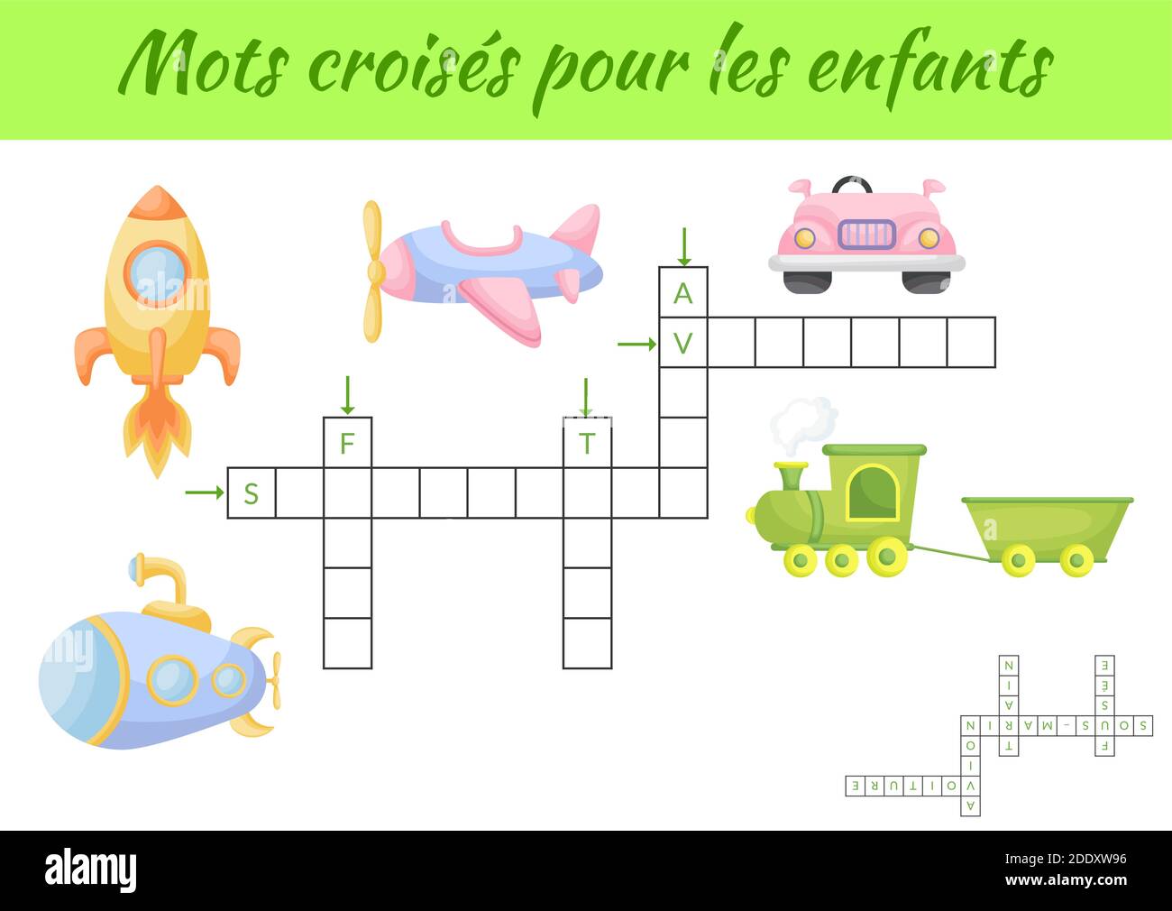 Mots Croises Pour Les Enfants Crossword For Kids Crossword Game With Pictures Kids Activity Worksheet Colorful Printable Version Stock Vector Image Art Alamy