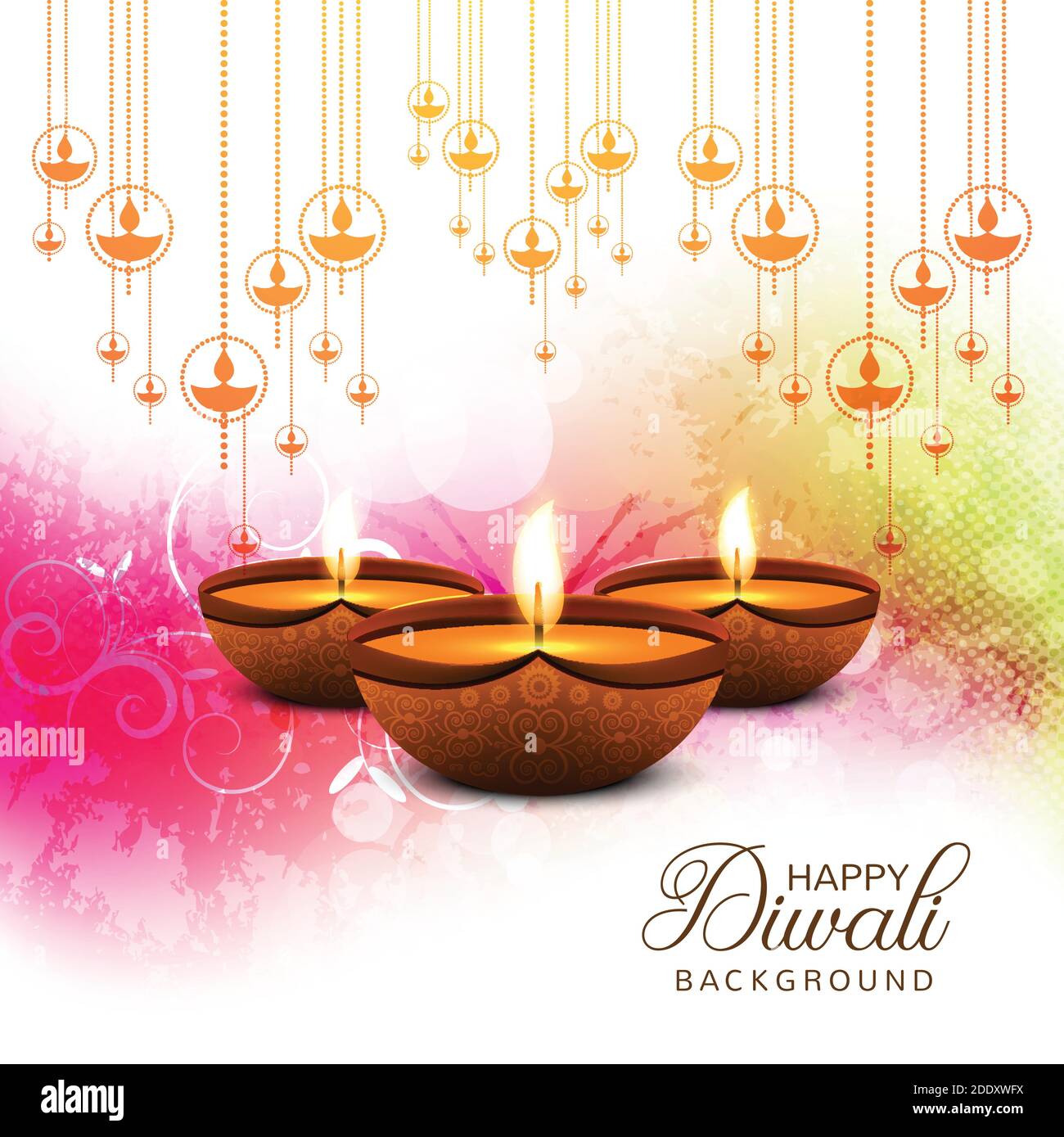Happy diwali diya oil lamp festival card background illustration Stock  Vector Image & Art - Alamy