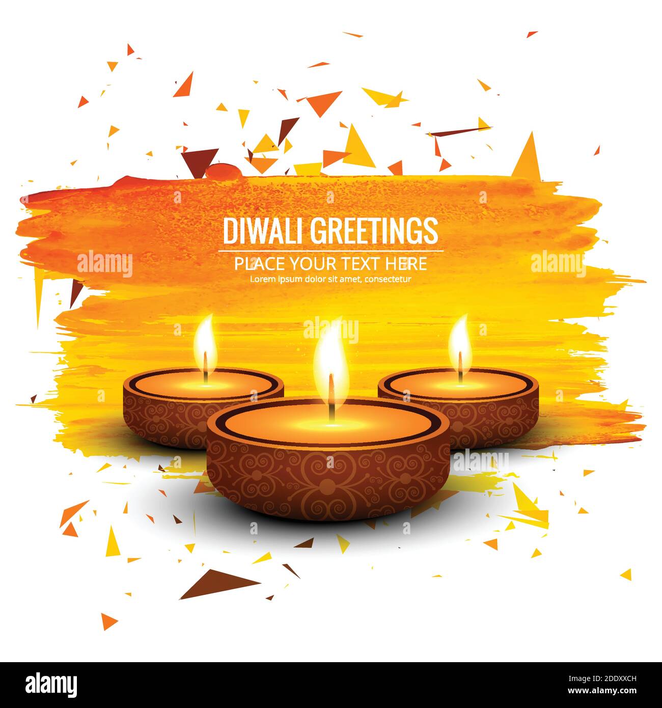 Happy diwali diya oil lamp festival card background Stock Vector