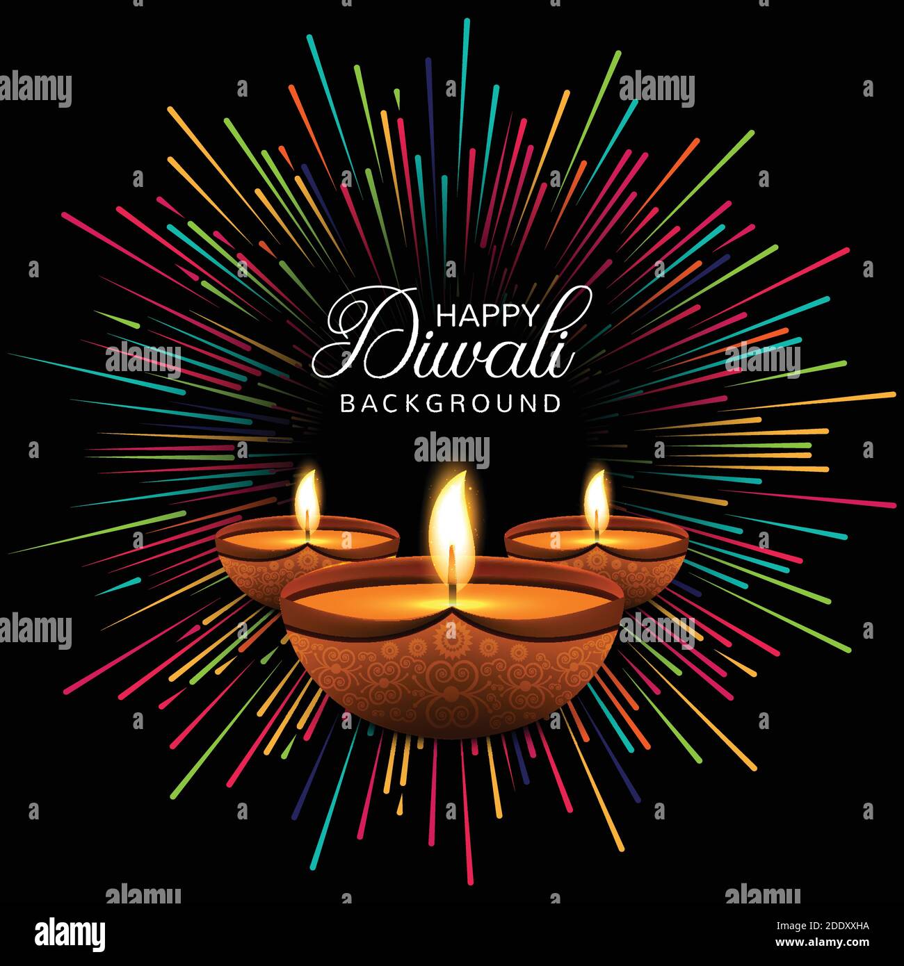 Happy diwali diya oil lamp festival card background illustration Stock Vector