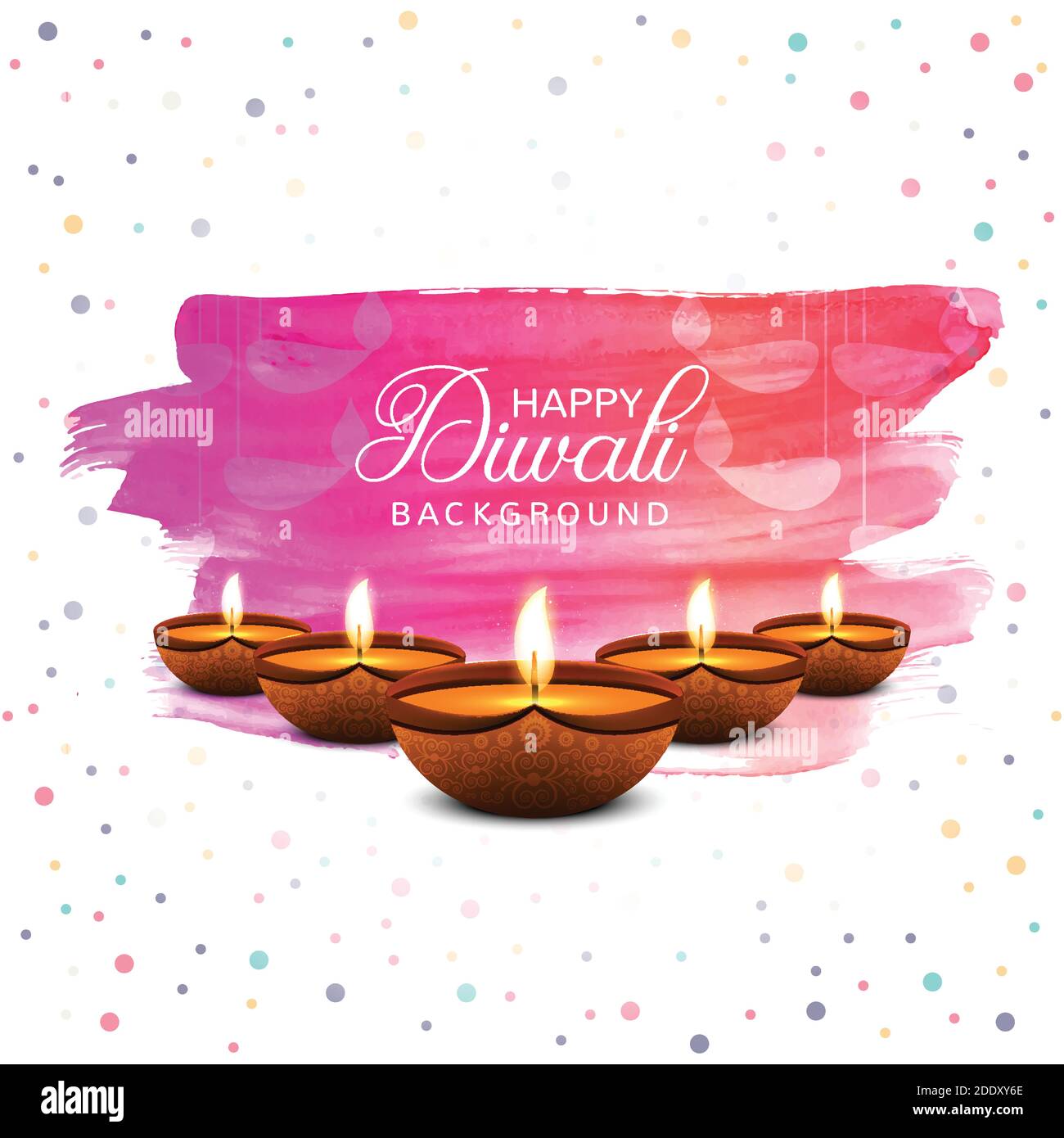 Happy diwali diya oil lamp festival colorful card background Stock Vector