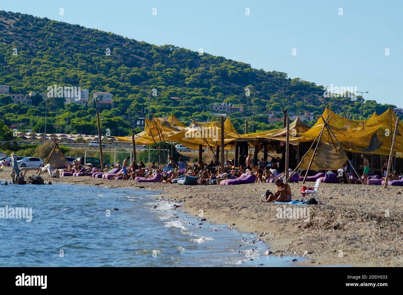 General view of Palaia Fochaia on the Athenean Riviera in Attica Greece. People relax on the beach - Photo: Geopix Stock Photo