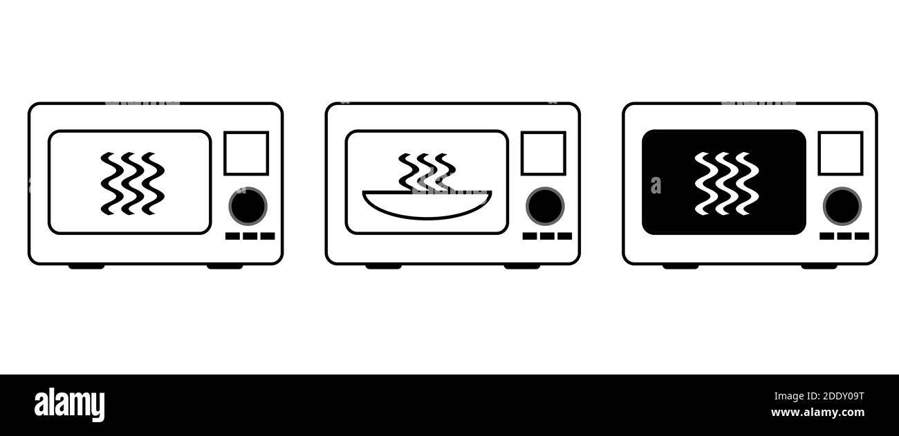 Panorama Microwave Set Vector Isolated on White Background Stock Photo
